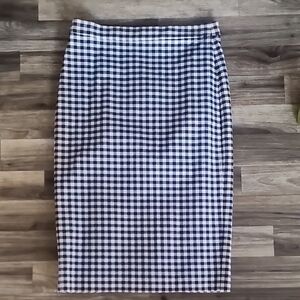 J. Crew Navy and White Checkered Pencil Skirt